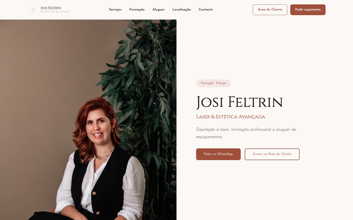 Josi Feltrin website for laser aesthetics, training and client services